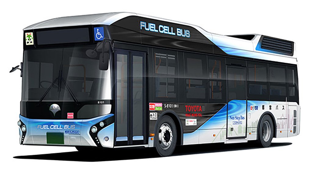 Platinum-based hydrogen fuel cell Toyota bus.
