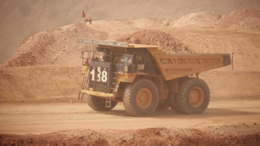 A haul truck in operation at the Sadiola mine