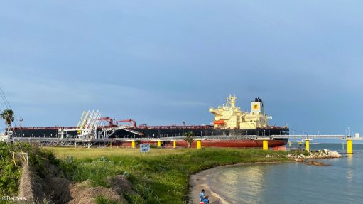 An oil tanker at port