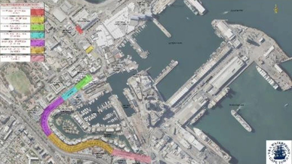 A map of the upgrades that the V&A Waterfront is undertaking