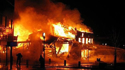 The above image depicts a student accommodation that has caught fire