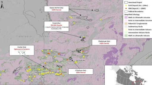 Kenorland project areas in Quebec