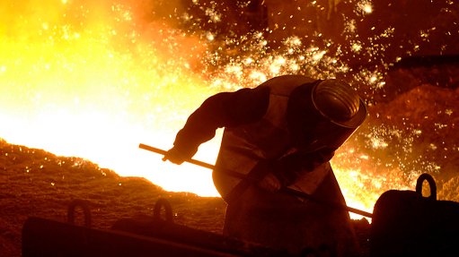 Steel worker in factory
