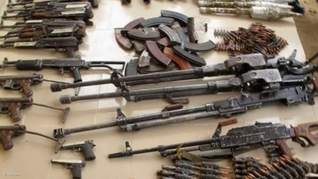 A stockpile of guns and ammunition