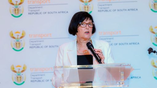 Transport Minister Barbara Creecy speaking at the launch of the Draft National Rail Master Plan