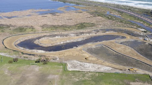 Aerial image of secondary treatment canal at the Bayside Canal