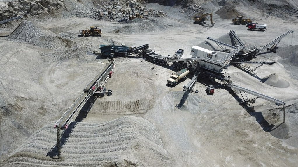 Aerial view of Astec-Telestack equipment on a quarry