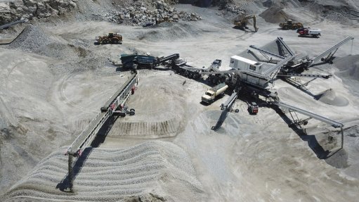 Aerial view of Astec-Telestack equipment on a quarry