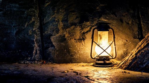 Old lamp in underground mine