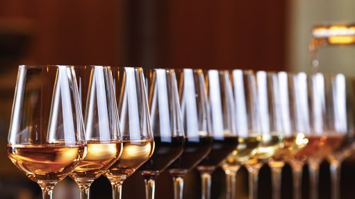 A row of wine glasses