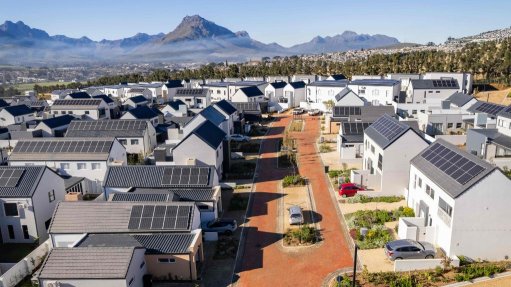 A housing scheme with buildings exhibiting green  practices 