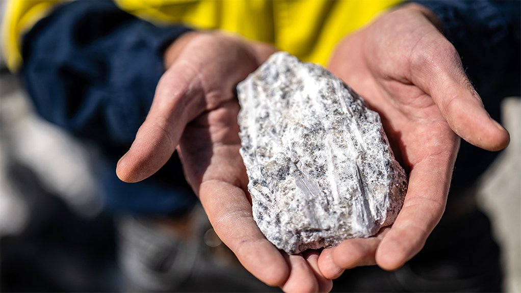 Lithium ore in hand