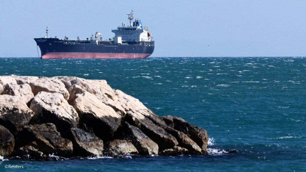 An oil tanker at sea
