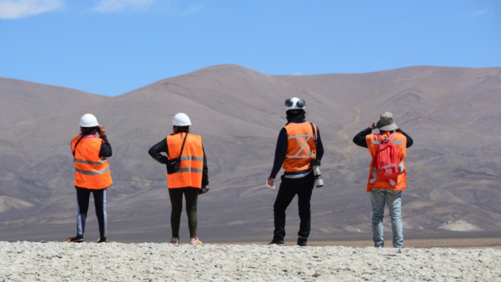 Mineworkers on hill in Argentina