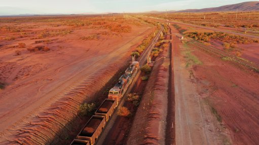 BHP Jimblebar fines being transported to port