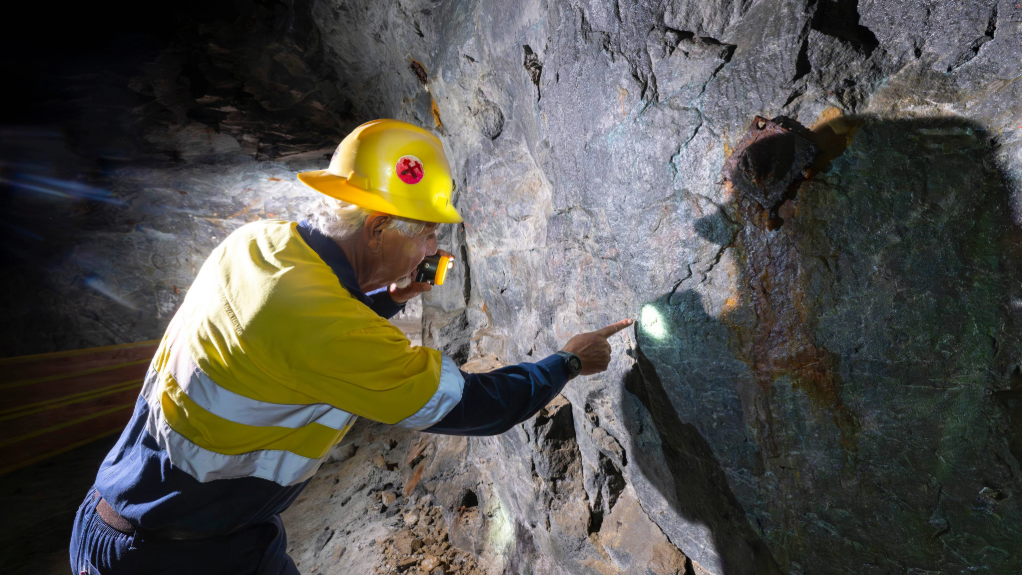 Ore mineralisation underground at Okiep project