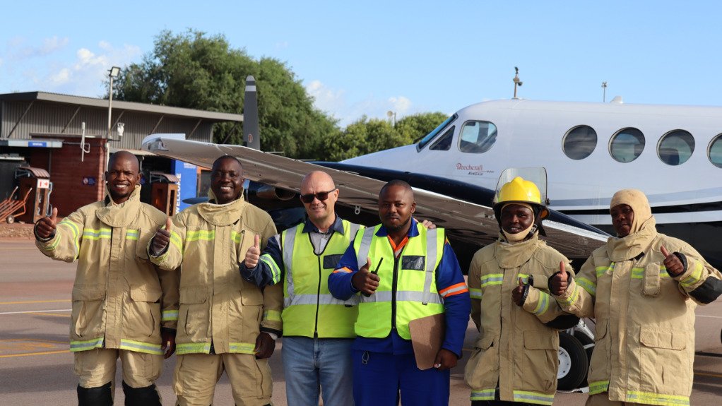 Firefighters and safety officers at the emergency drill