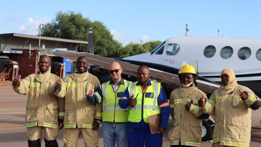 Firefighters and safety officers at the emergency drill