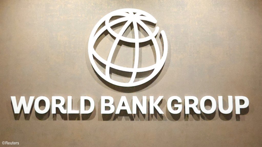 The World Bank logo on a wall