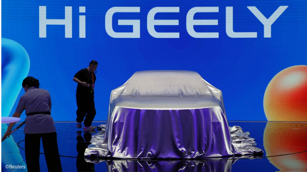 A Geely vehicle set to be launched at an auto show