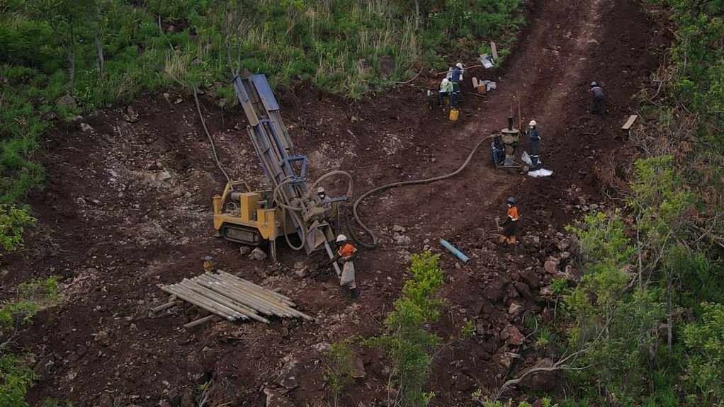 An image of collecting samples from drilling efforts