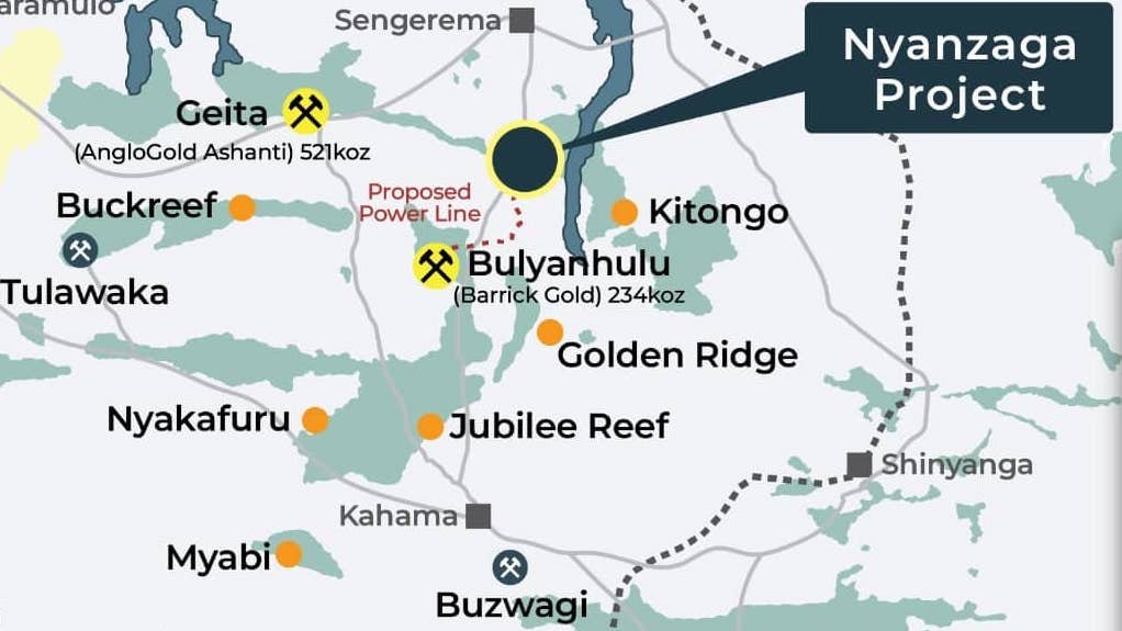 Location map of the Nyanzaga gold project
