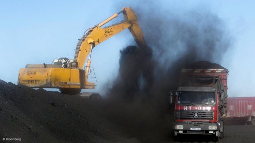 Truck being loaded with coal in Mongolia