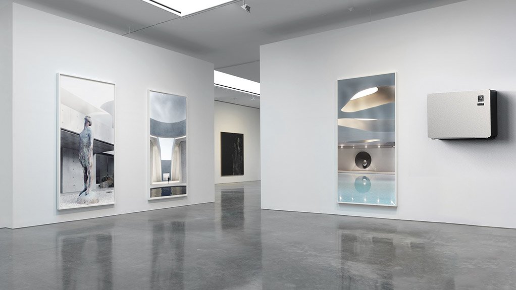 Image of a Solenco dehumidifier installed on an interior wall