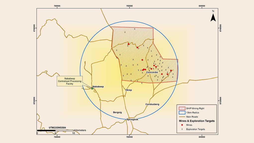 Many mines, many exploration areas, processing plant.