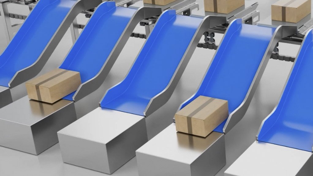 Image of packages going down a chute to show that  equipment coated with igus dry coatings