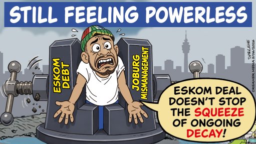 IN A VICE GRIP: Johannesburg residents and businesses are exposed daily to the spillover effects of municipal mismanagement. Driving is hazardous not only because of the proliferation of potholes, but the lack of road markings, as well as working streetlights and traffic lights. Eskom’s warning that it could interrupt power owing to the City of Johannesburg’s payment delinquency is unlikely to materialise. Nevertheless, the threat itself reinforced just how poorly South Africa’s economic hub is being governed.
