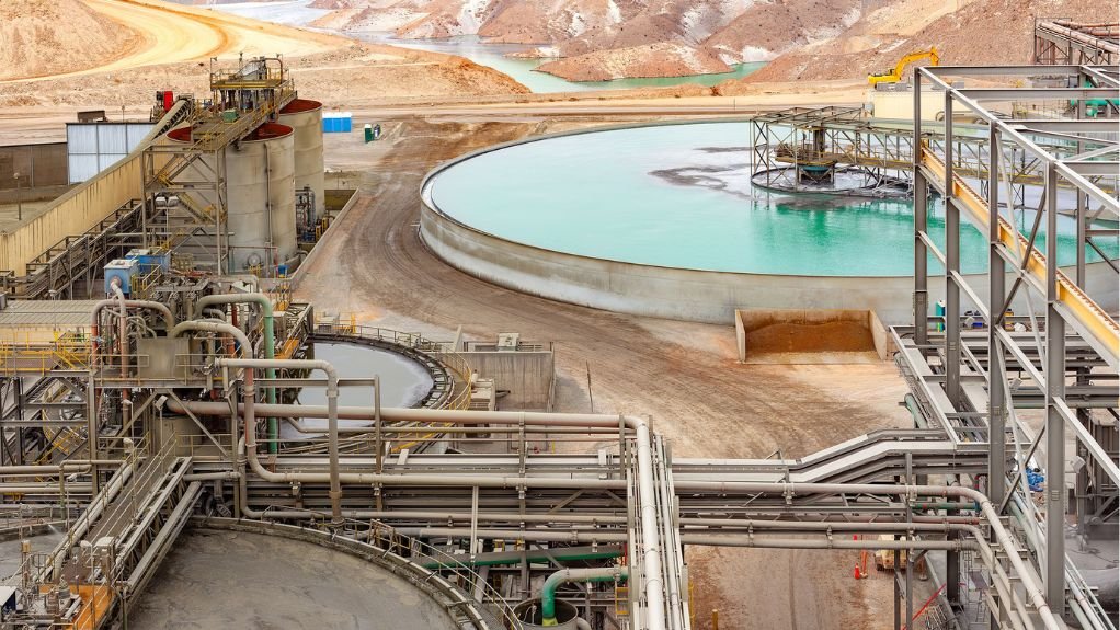 The above image depicts a water treatment facility at a copper mine in Chile