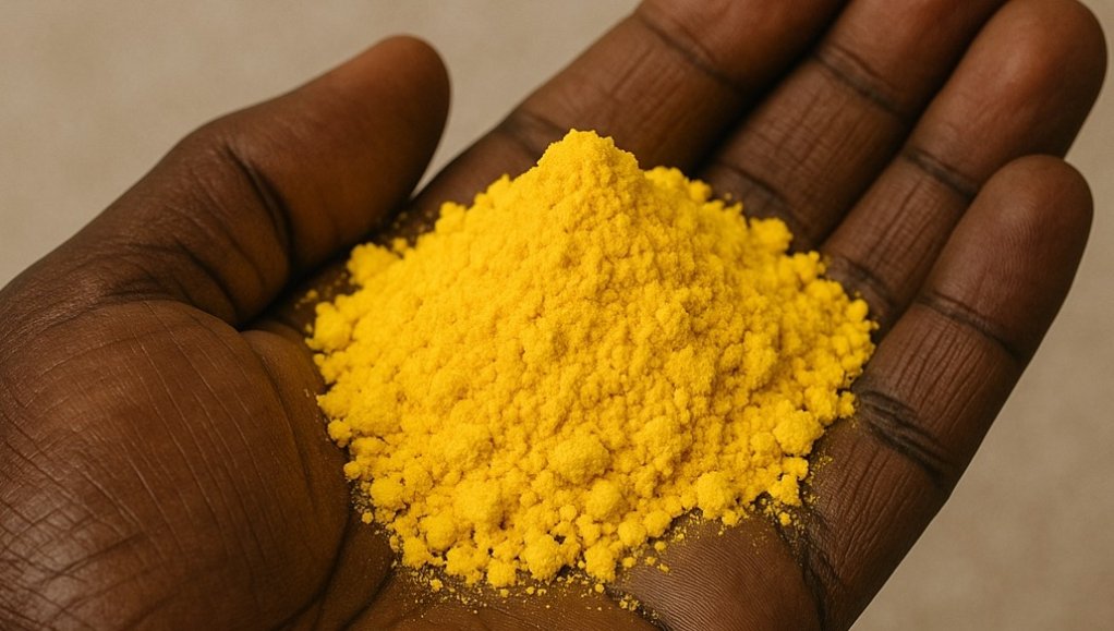 Image of yellowcake in hand