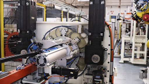 Image of Jendamark Automation’s catalytic converter shrinker machine`

