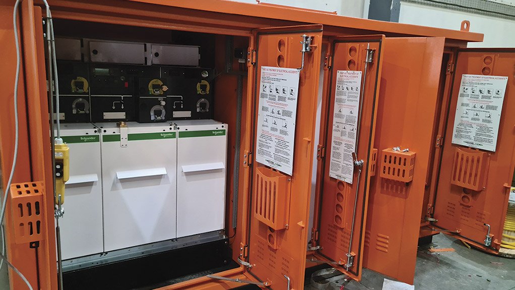 The medium voltage (MV) section of a dry-type mini-substation, engineered for safe and reliable power distribution in demanding applications