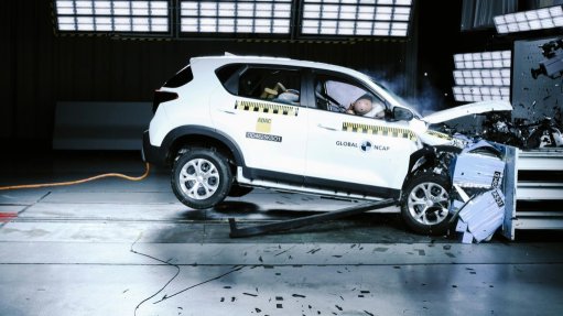 The Kia Sonet undergoing the crash test in Germany