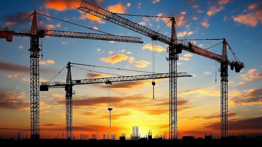 A construction site at dawn