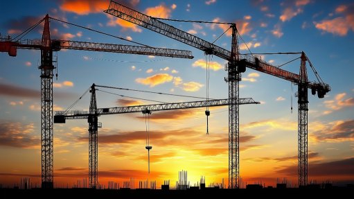 A construction site at dawn
