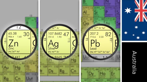 Image of Australia flag and periodic table symbols for copper/zinc/silver