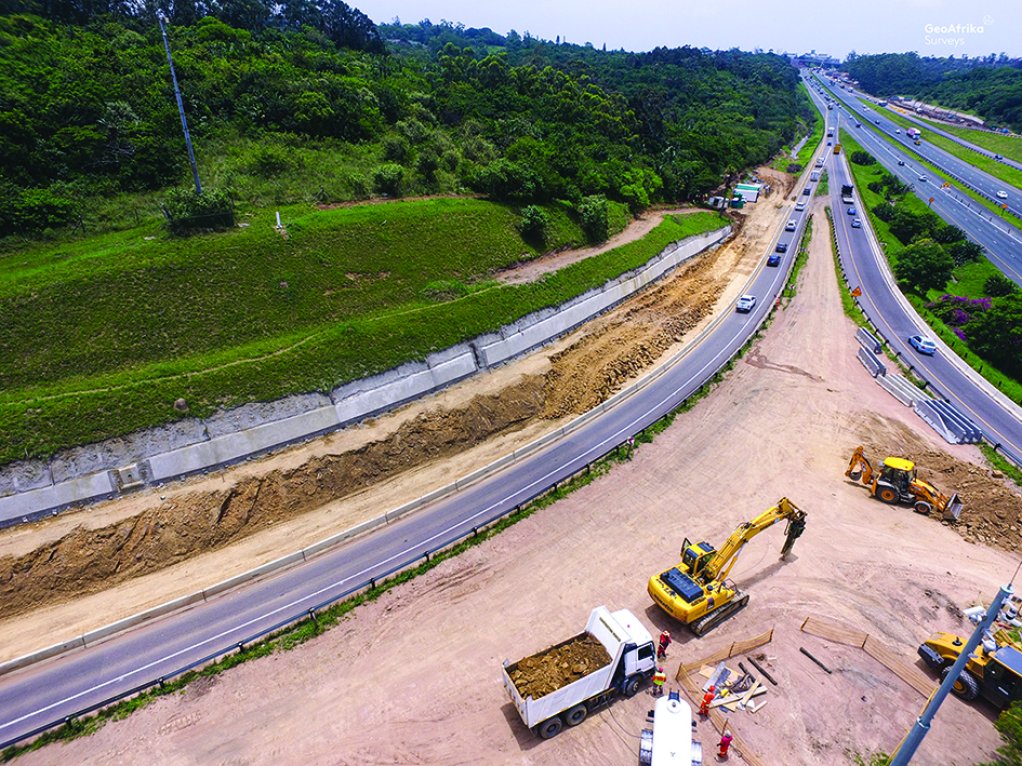Aerial image of road construction project