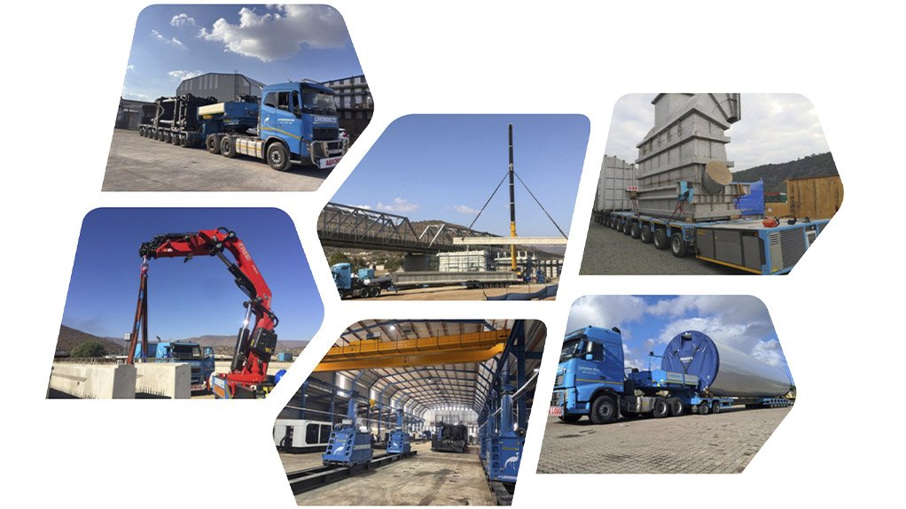 Collage of images showing range of logistics and heavy lifting solutions