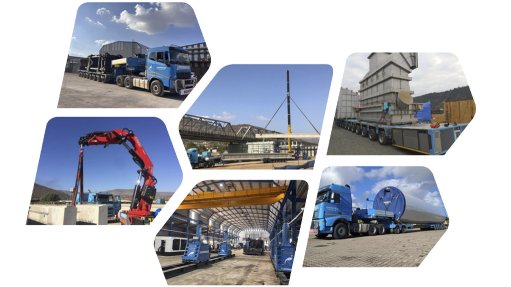 Collage of images showing range of logistics and heavy lifting solutions