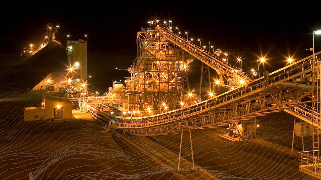 A night view of the gold major Newmont’s Ahafo North project in Ghana