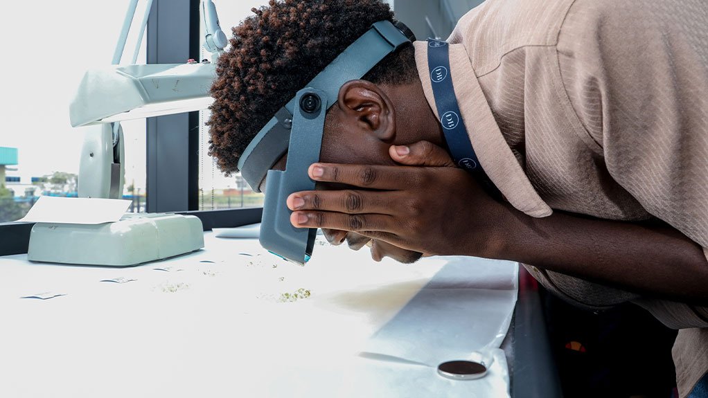 A guest views diamonds on display at the Sky Park facility