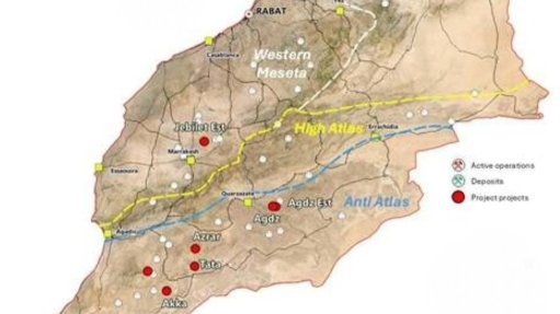 A map indicating the location of Aterian's projects in Morocco