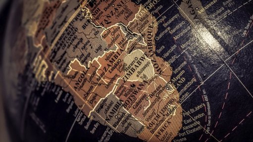 A globe focused on Africa