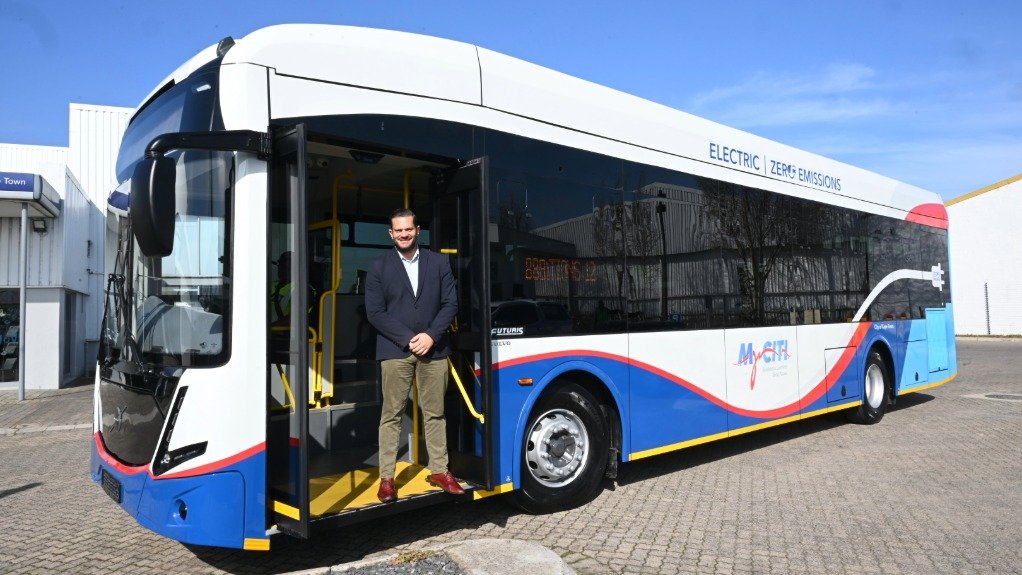 Rob Quintas with the prototype e-bus