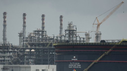 A Dangote crude storage tank