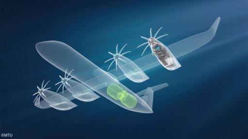 A hydrogen-powered fuel cell engine mounted on an aircraft