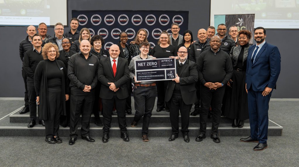 BMG executives, senior management, sustainability champions and project partners celebrate the achievement of Green Building Council South Africa (GBCSA) Net Zero Waste Level 2 Certification.